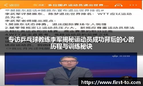 专访乒乓球教练李军揭秘运动员成功背后的心路历程与训练秘诀