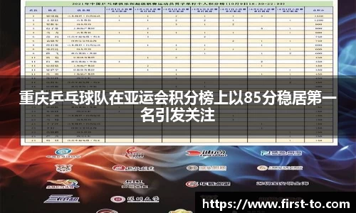 重庆乒乓球队在亚运会积分榜上以85分稳居第一名引发关注